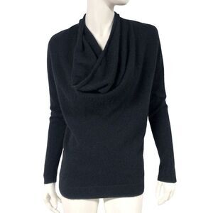 Ann Taylor Petite Womens Pure Cashmere Cowl Neck Black Sweater Size MP
